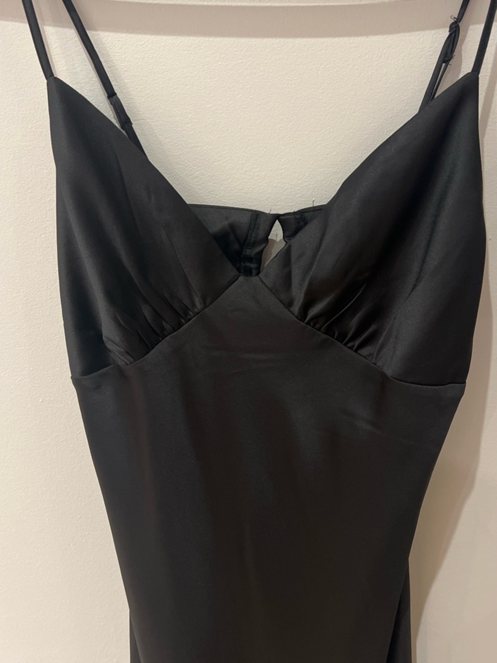 Dynamite Black Satin Midi Slip Dress with Spaghetti Straps - Picture 2 of 5